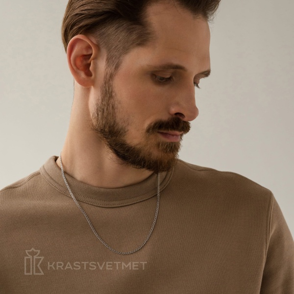 Цепь из белого золота 585, плетение «Ромб двойной»